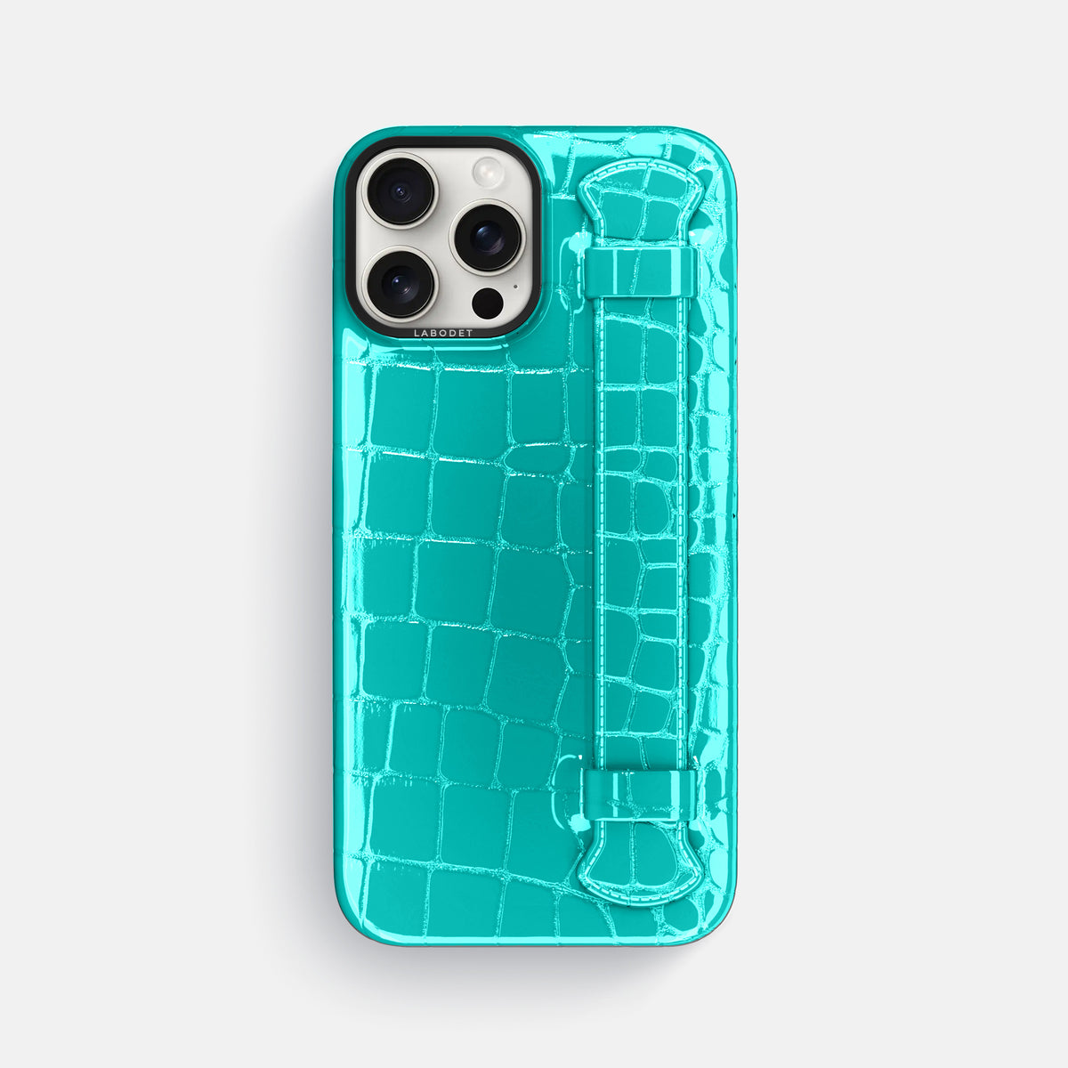 Mint iPhone 16 Pro Max Handle Case Shiny Alligator with Black Metal -1 | Mint-Black