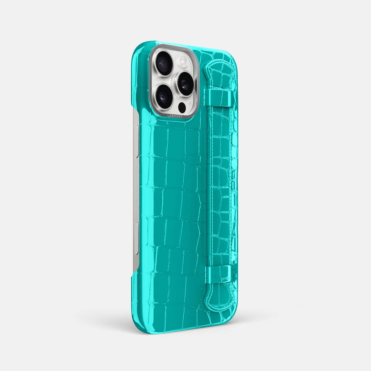 Mint iPhone 16 Pro Max Handle Case Shiny Alligator with Steel Metal -2 | Mint-Steel