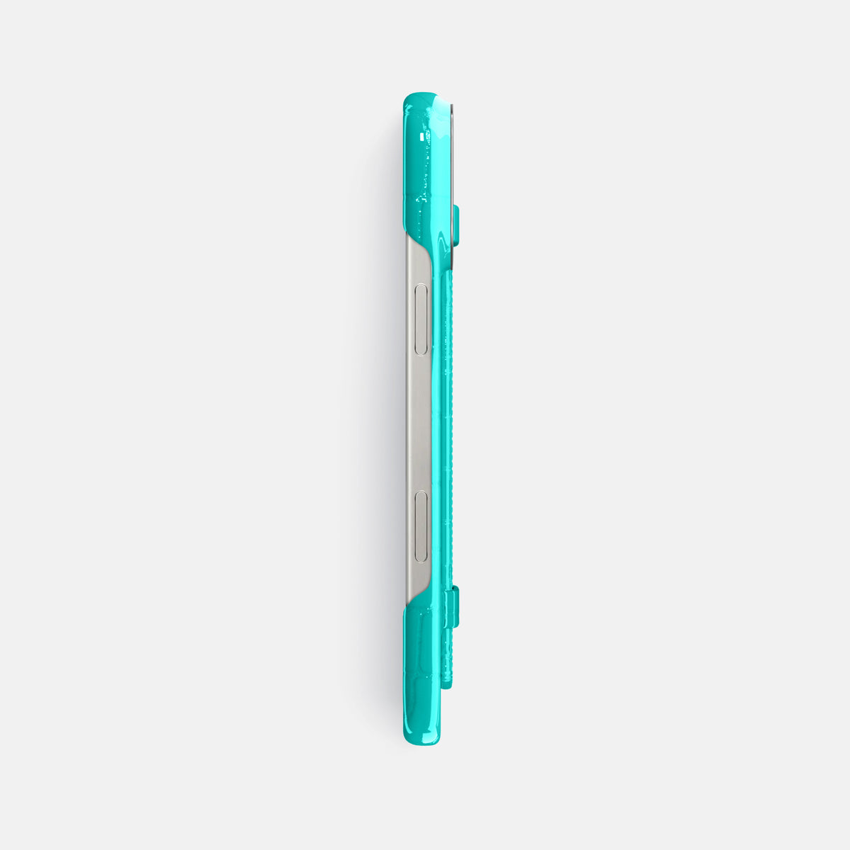 Mint iPhone 16 Pro Max Handle Case Shiny Alligator with Steel Metal -3 | Mint-Steel