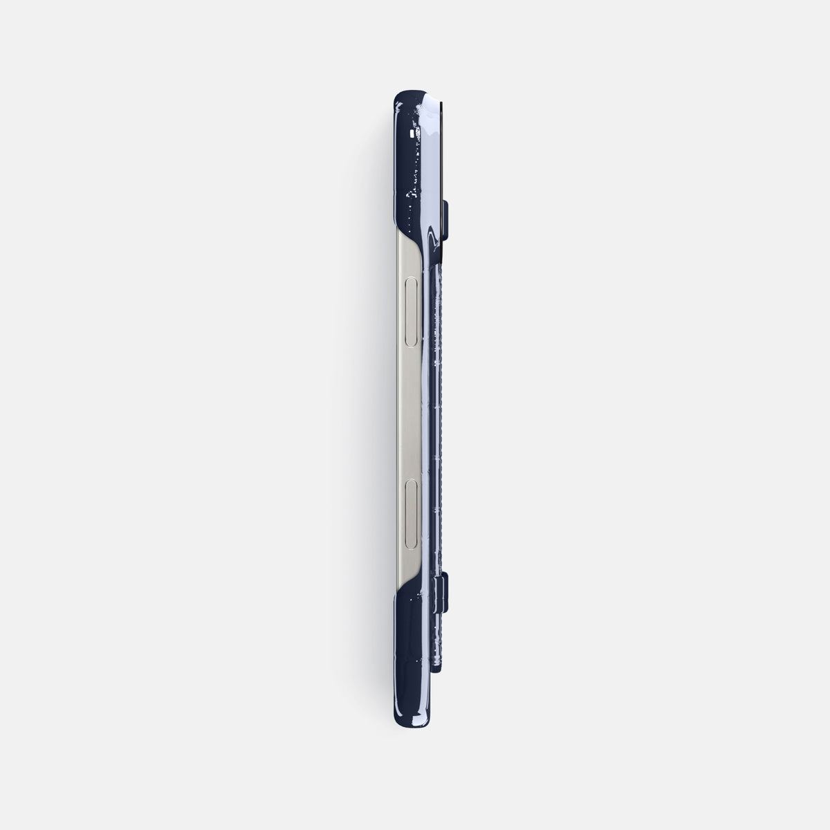 Navy-Blue iPhone 16 Pro Max Handle Case Shiny Alligator with Black Metal -3 | Navy-Blue-Black