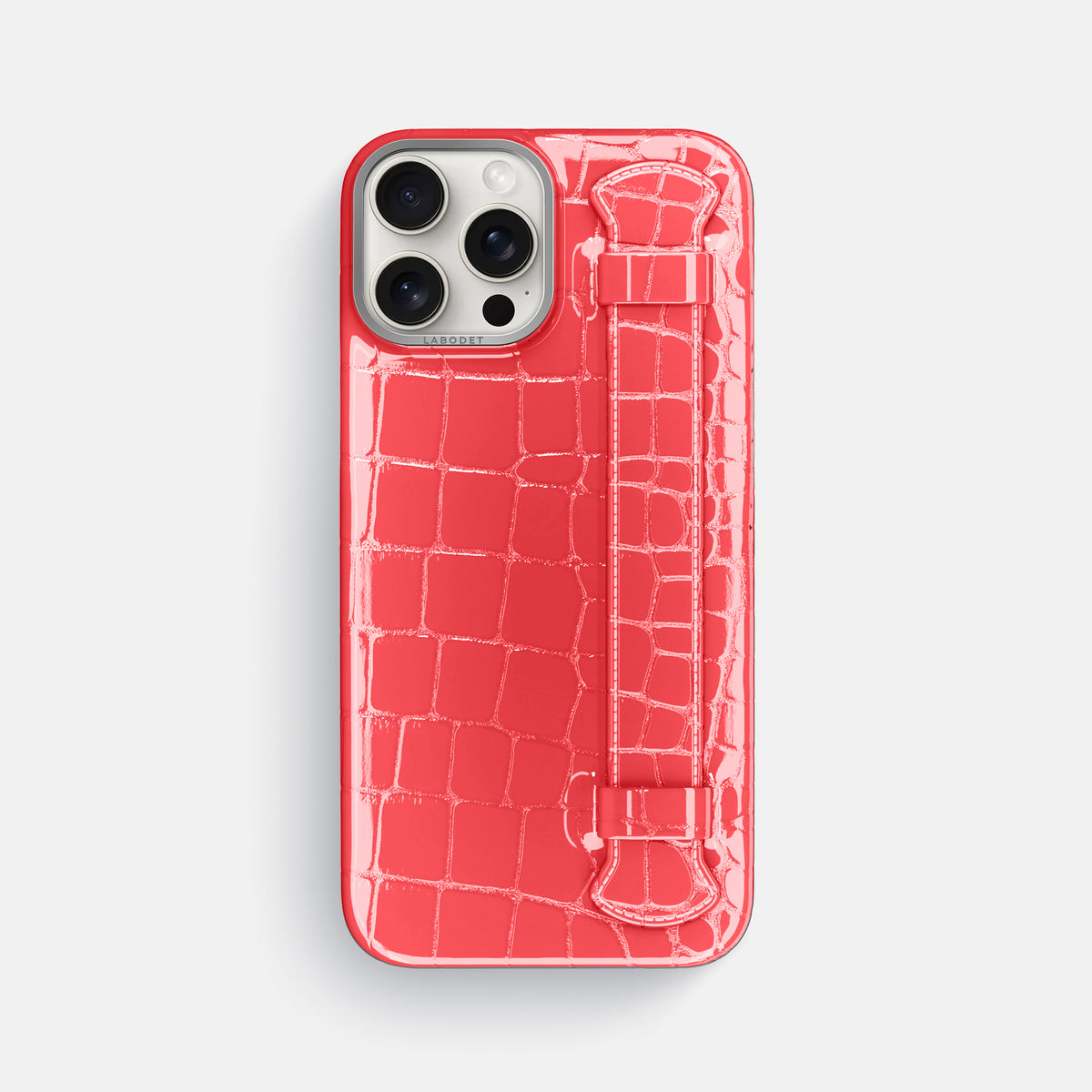 Papaya iPhone 16 Pro Max Handle Case Shiny Alligator with Steel Metal -1 | Papaya-Steel