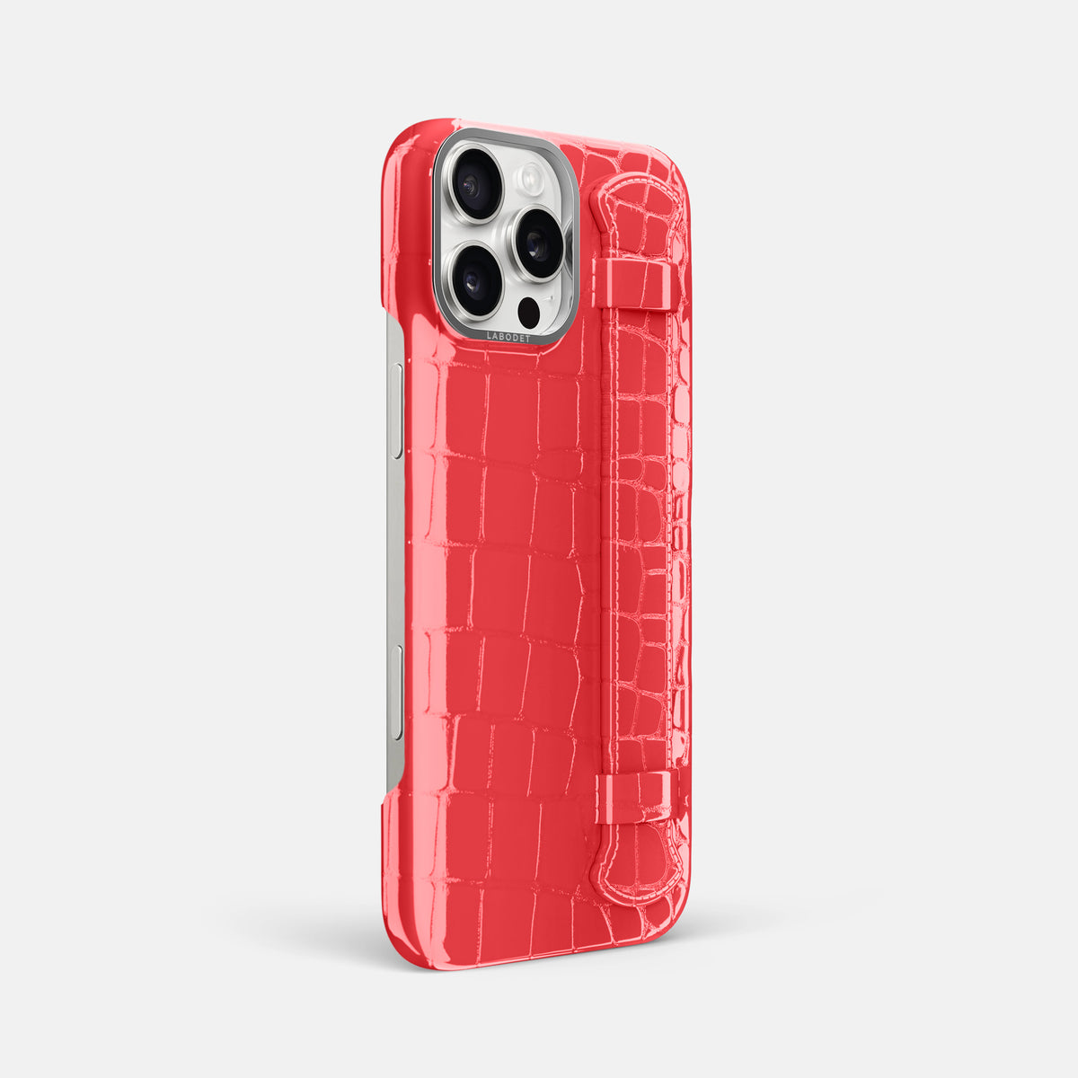 Papaya iPhone 16 Pro Max Handle Case Shiny Alligator with Steel Metal -2 | Papaya-Steel