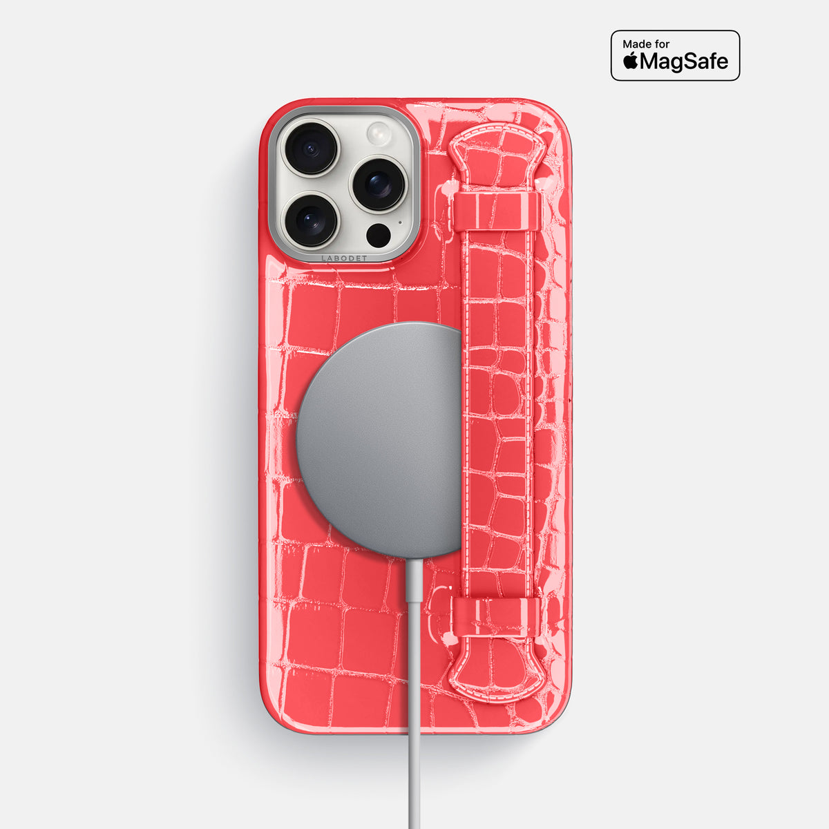 Papaya iPhone 16 Pro Max Handle Case Shiny Alligator with Steel Metal -5 | Papaya-Steel