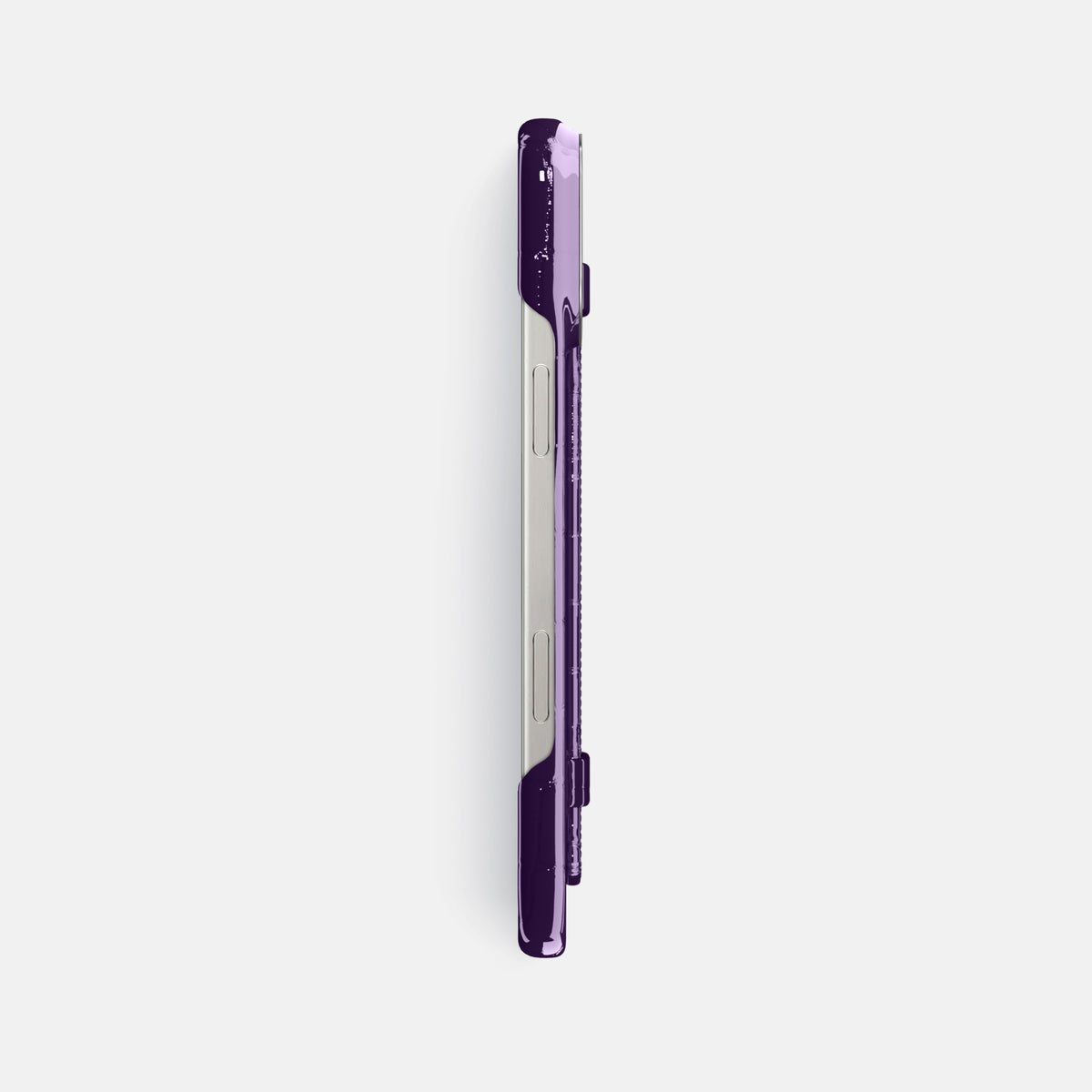 Purple iPhone 16 Pro Max Handle Case Shiny Alligator with Steel Metal -3 | Purple-Steel