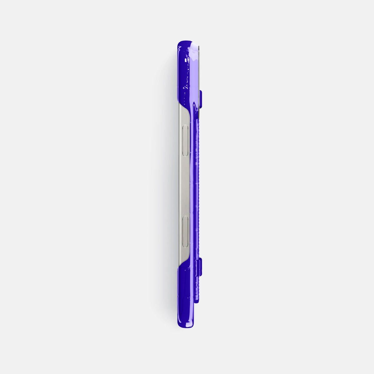Royal Blue iPhone 16 Pro Max Handle Case Shiny Alligator with Steel Metal -3 | Royal-Blue-Steel