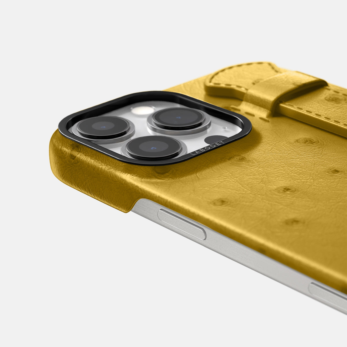 Gold iPhone 16 Pro Handle Case Ostrich with Black Metal -6 | Gold-Black