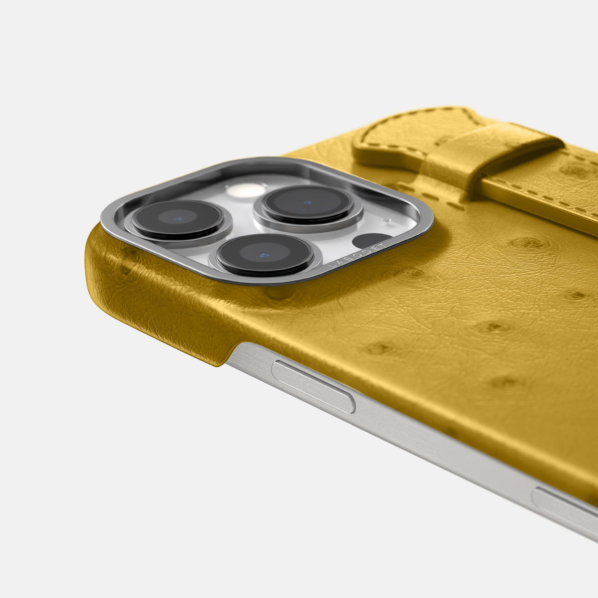 Gold iPhone 16 Pro Handle Case Ostrich with Steel Metal -6 | Gold-Steel