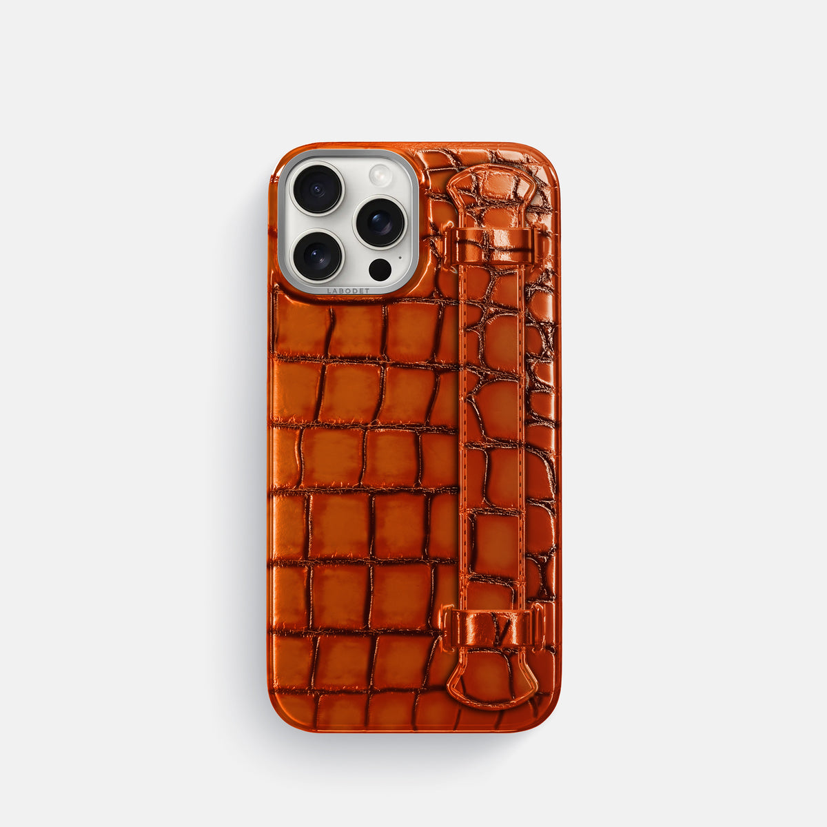 Clay-Court iPhone 16 Pro Handle Case Patina Alligator with Steel Metal -1 | Clay-Court-Steel