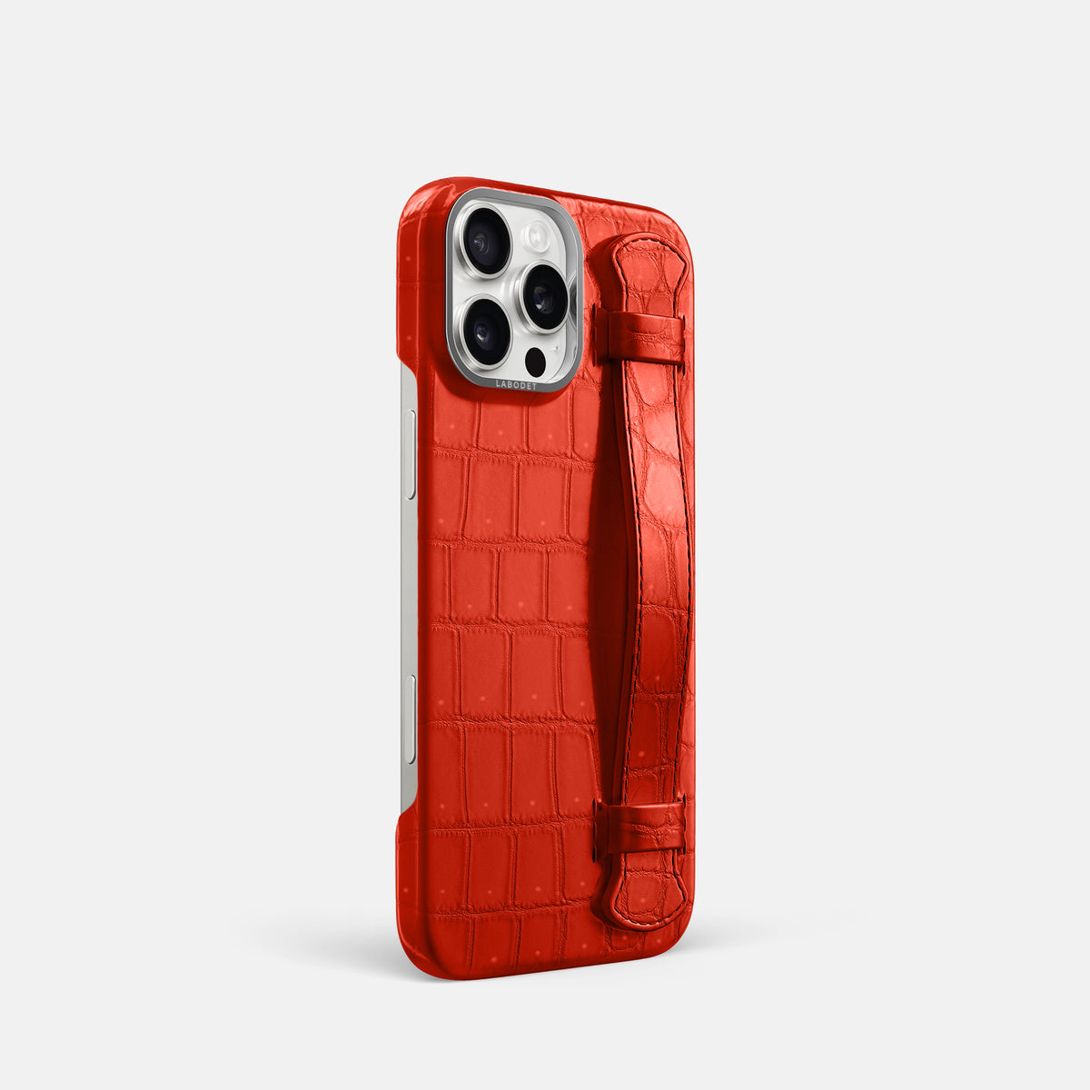 Rust iPhone 16 Pro Handle Case Porosus Crocodile with Steel Metal -2 | Rust-Steel