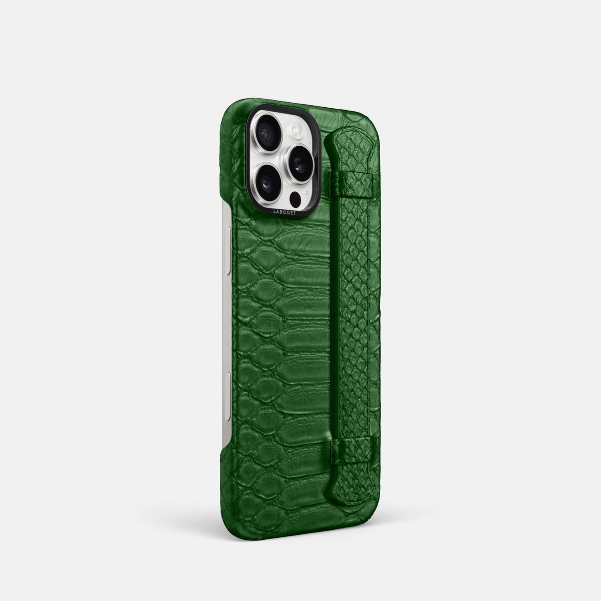 Green iPhone 16 Pro Handle Case Python with Black Metal -2 | Green-Black