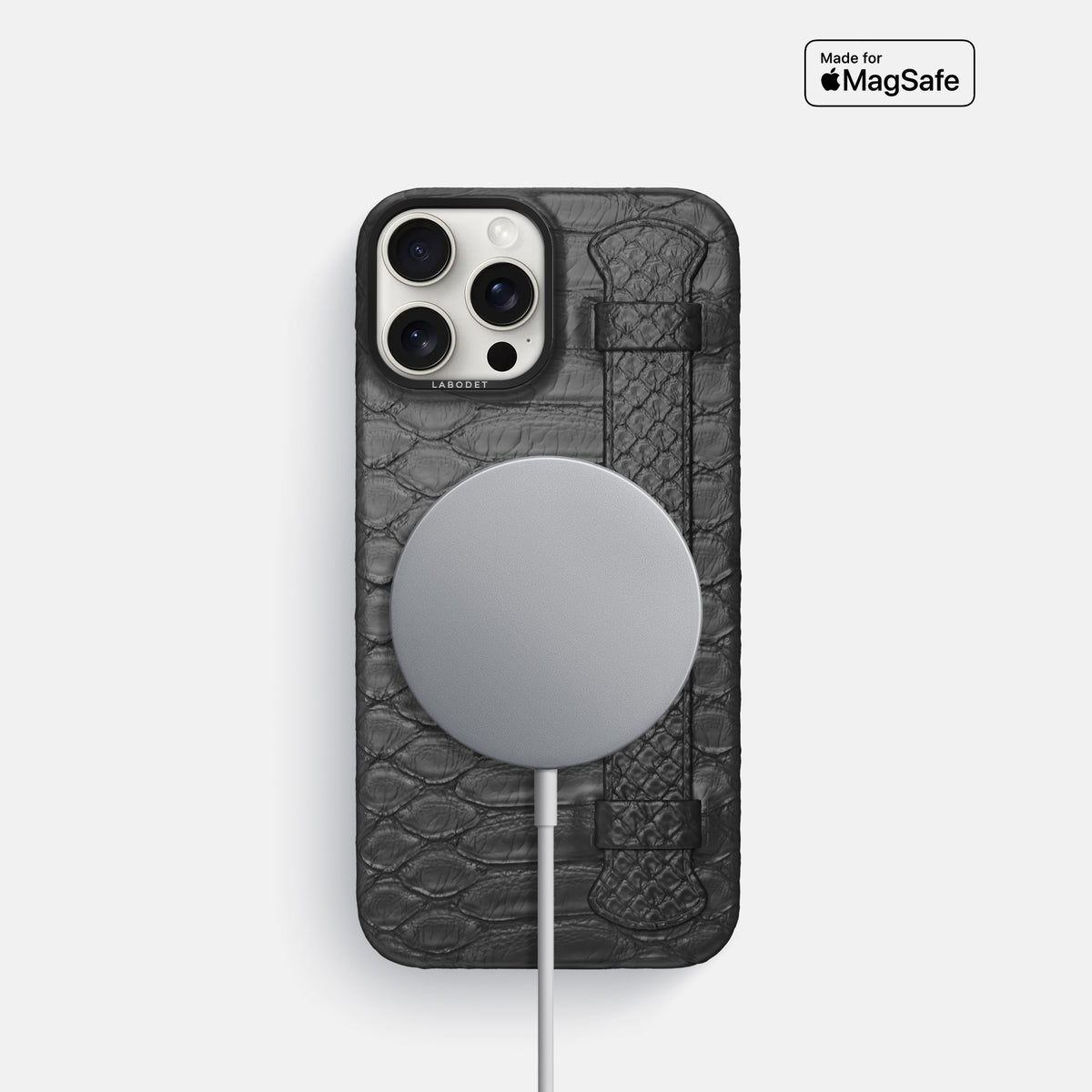 Grey iPhone 16 Pro Handle Case Python with Black Metal -5 | Grey-Black