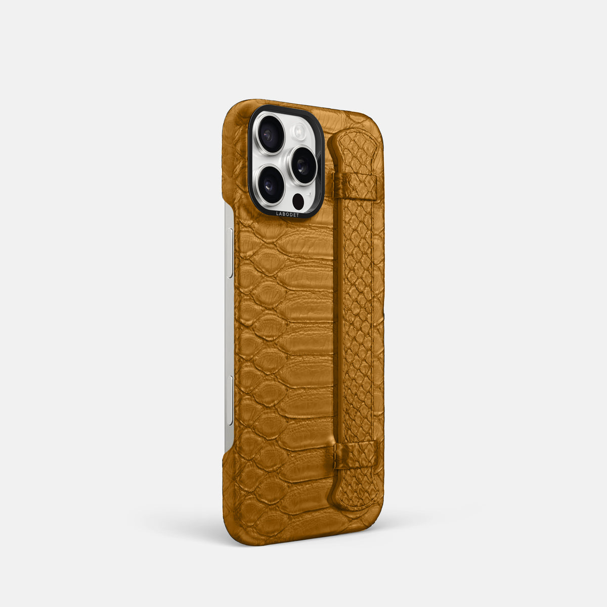 Honey iPhone 16 Pro Handle Case Python with Black Metal -2 | Honey-Black