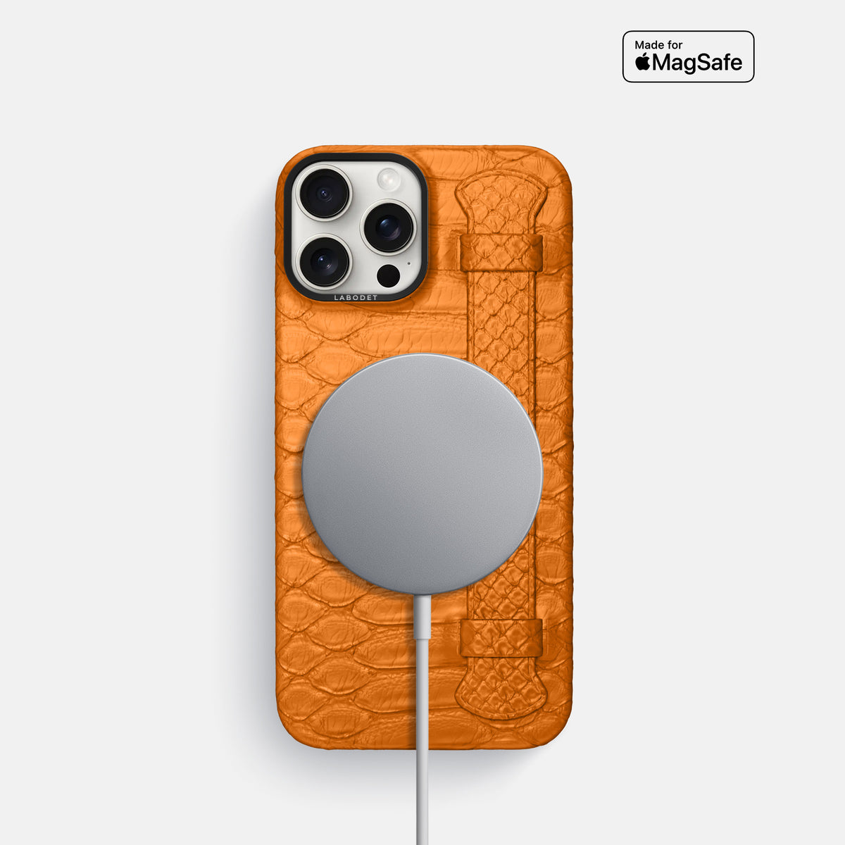 Orange iPhone 16 Pro Handle Case Python with Black Metal -5 | Orange-Black