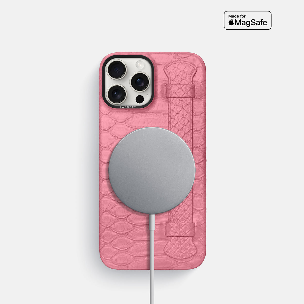 Pink iPhone 16 Pro Handle Case Python with Black Metal -5 | Pink-Black