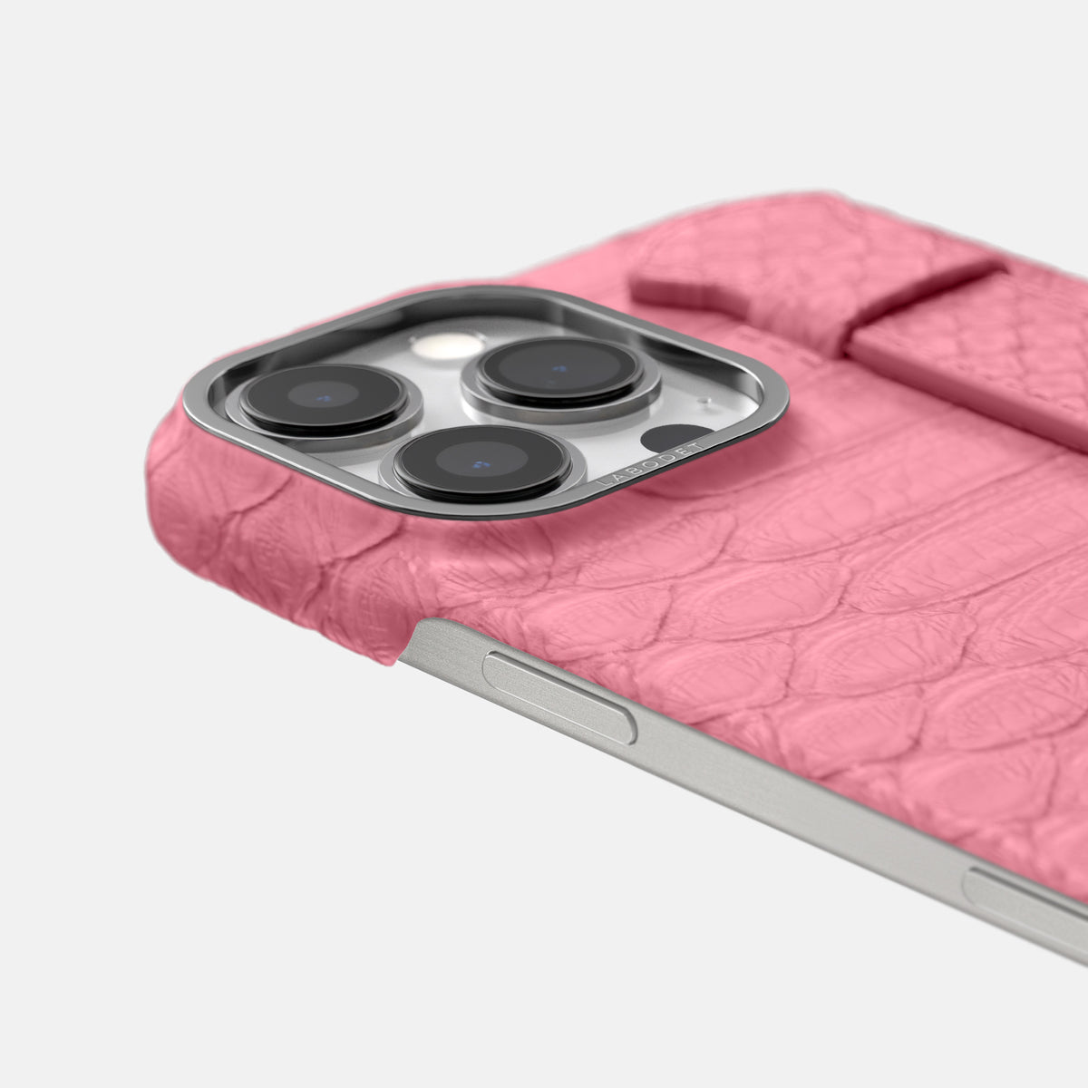 Pink iPhone 16 Pro Handle Case Python with Steel Metal -6 | Pink-Steel