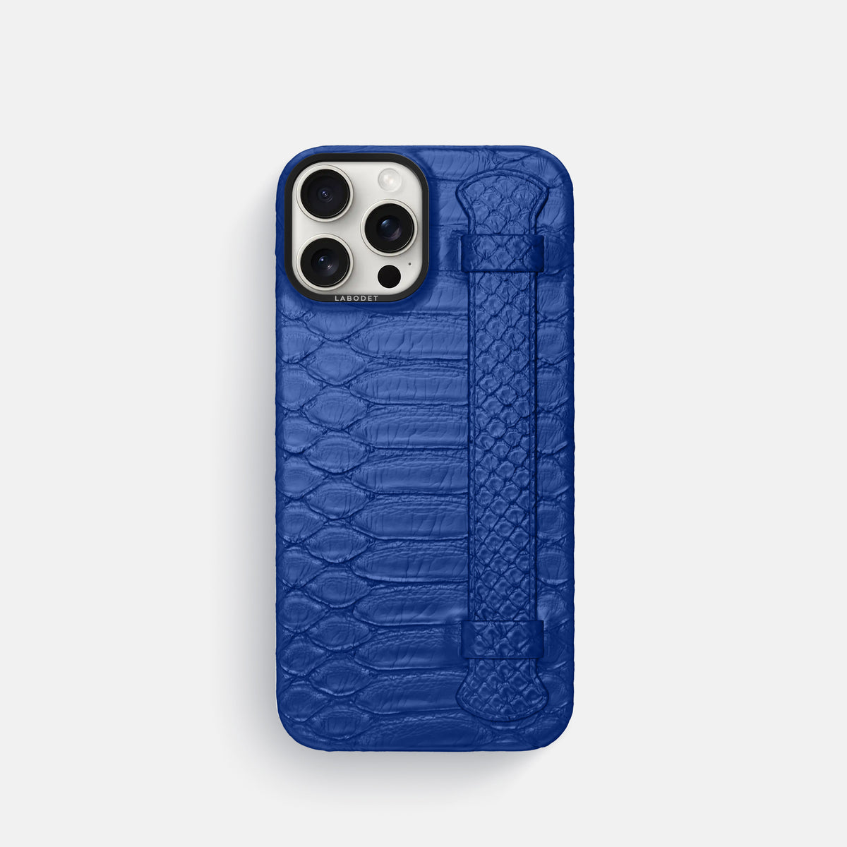 Royal Blue iPhone 16 Pro Handle Case Python with Black Metal -1 | Royal-Blue-Black