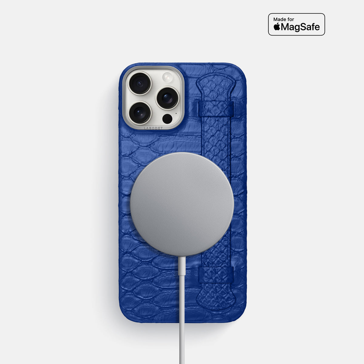 Royal Blue iPhone 16 Pro Handle Case Python with Steel Metal -5 | Royal-Blue-Steel