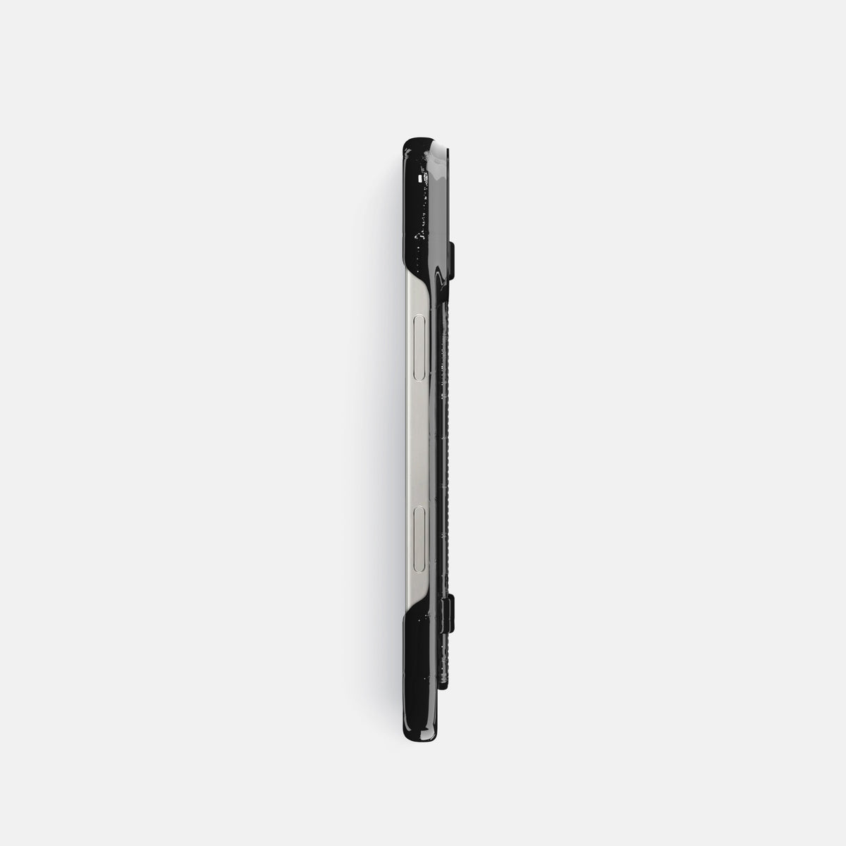 Black iPhone 16 Pro Handle Case Shiny Alligator with Black Metal -3 | Black-Black