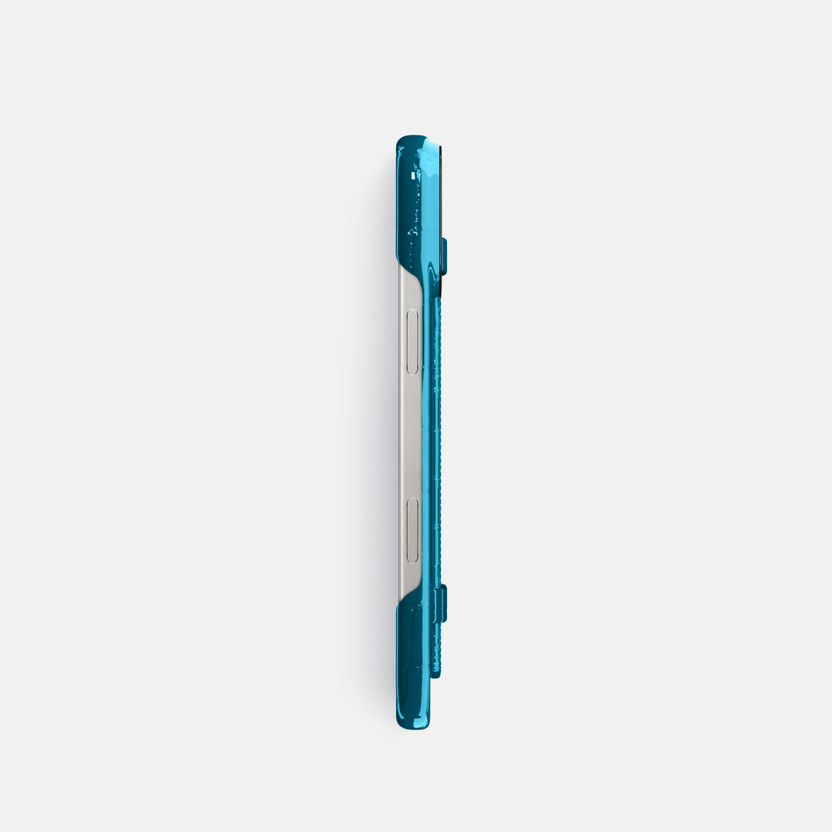 Blue iPhone 16 Pro Handle Case Shiny Alligator with Black Metal -3 | Blue-Black