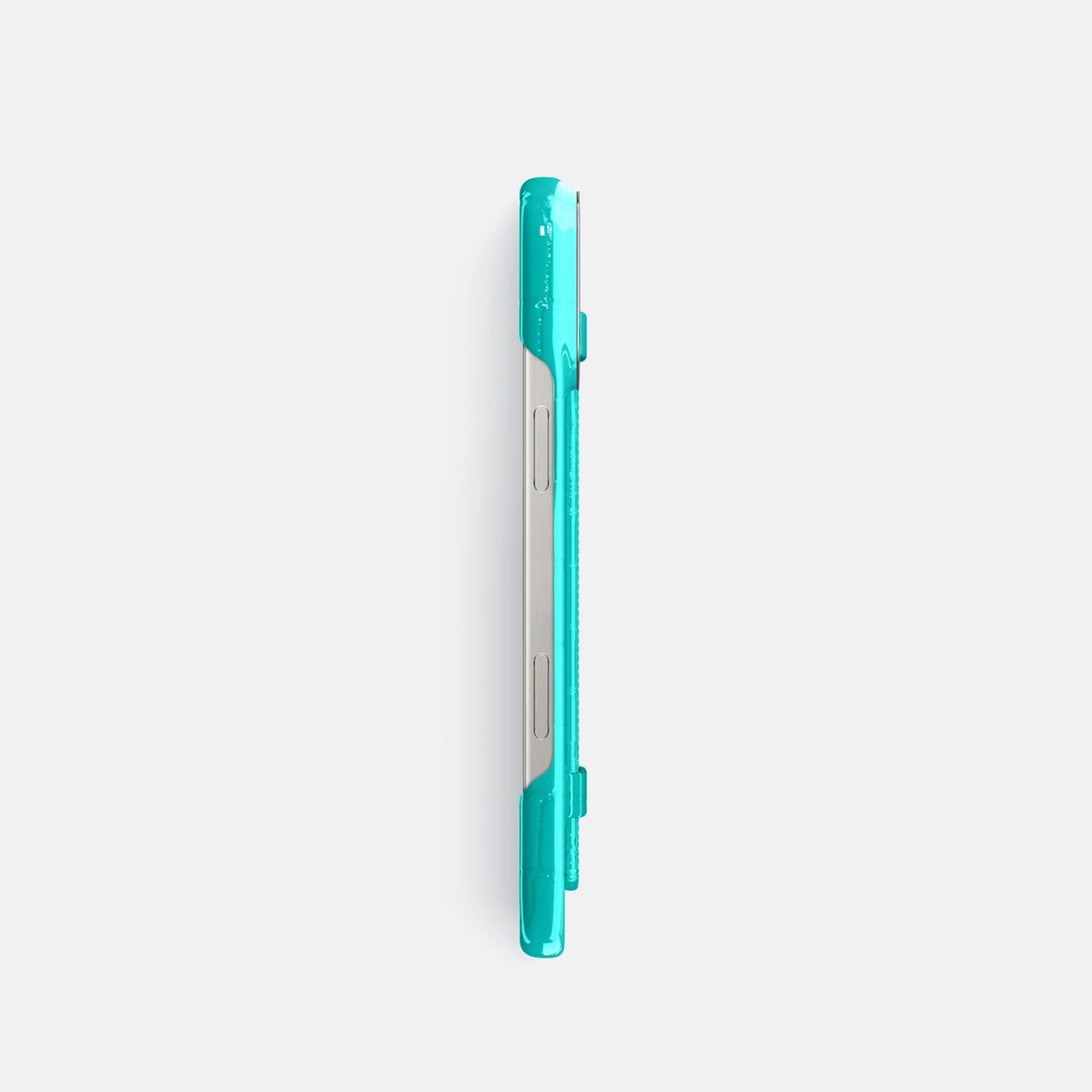 Mint iPhone 16 Pro Handle Case Shiny Alligator with Steel Metal -3 | Mint-Steel