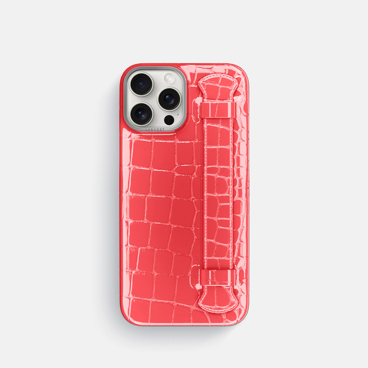 Papaya iPhone 16 Pro Handle Case Shiny Alligator with Steel Metal -1 | Papaya-Steel
