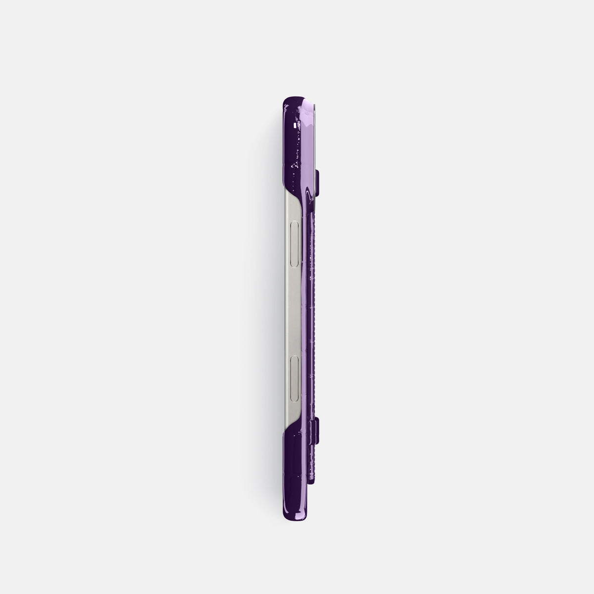 Purple iPhone 16 Pro Handle Case Shiny Alligator with Steel Metal -3 | Purple-Steel
