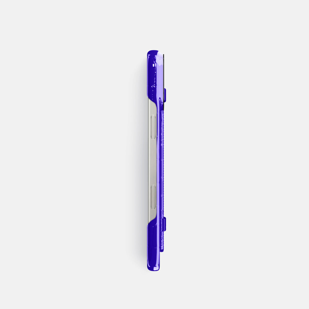 Royal Blue iPhone 16 Pro Handle Case Shiny Alligator with Black Metal -3 | Royal-Blue-Black