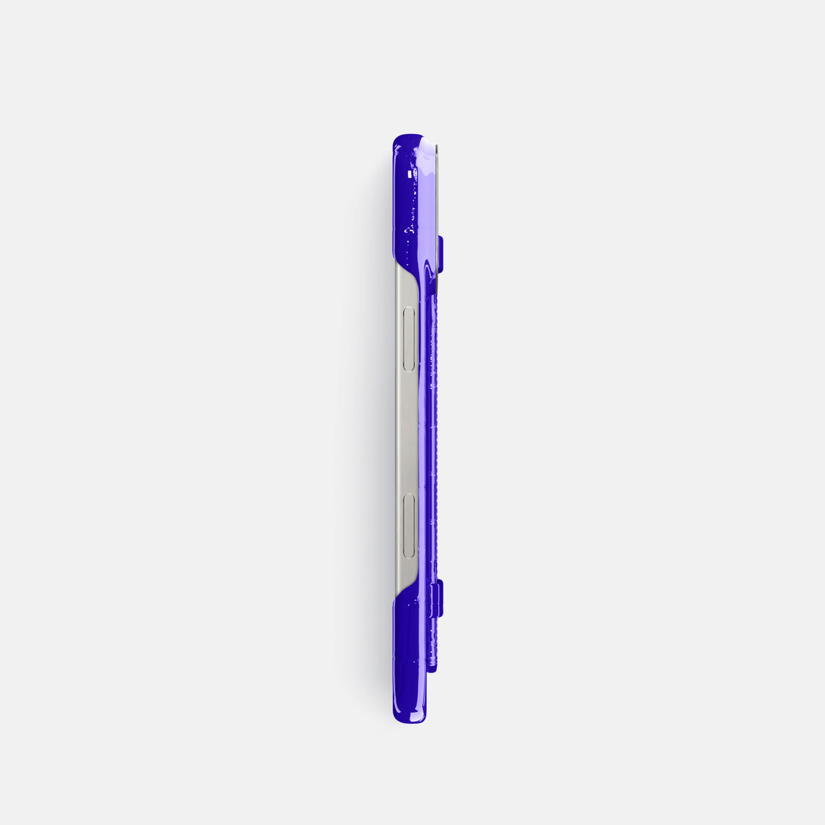 Royal Blue iPhone 16 Pro Handle Case Shiny Alligator with Steel Metal -3 | Royal-Blue-Steel
