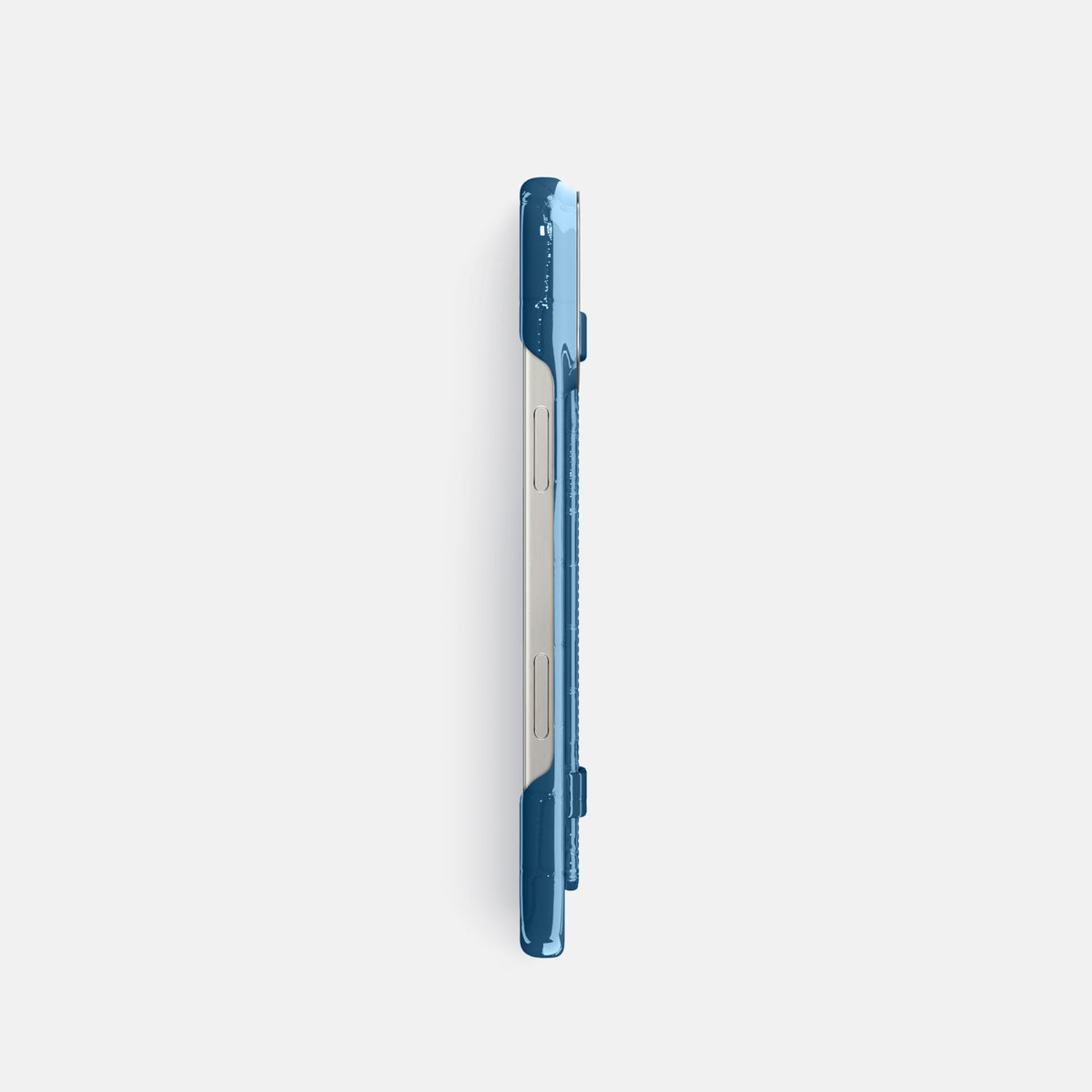 turqoise-blue iPhone 16 Pro Handle Case Shiny Alligator with Steel Metal -3 | turqoise-blue-Steel