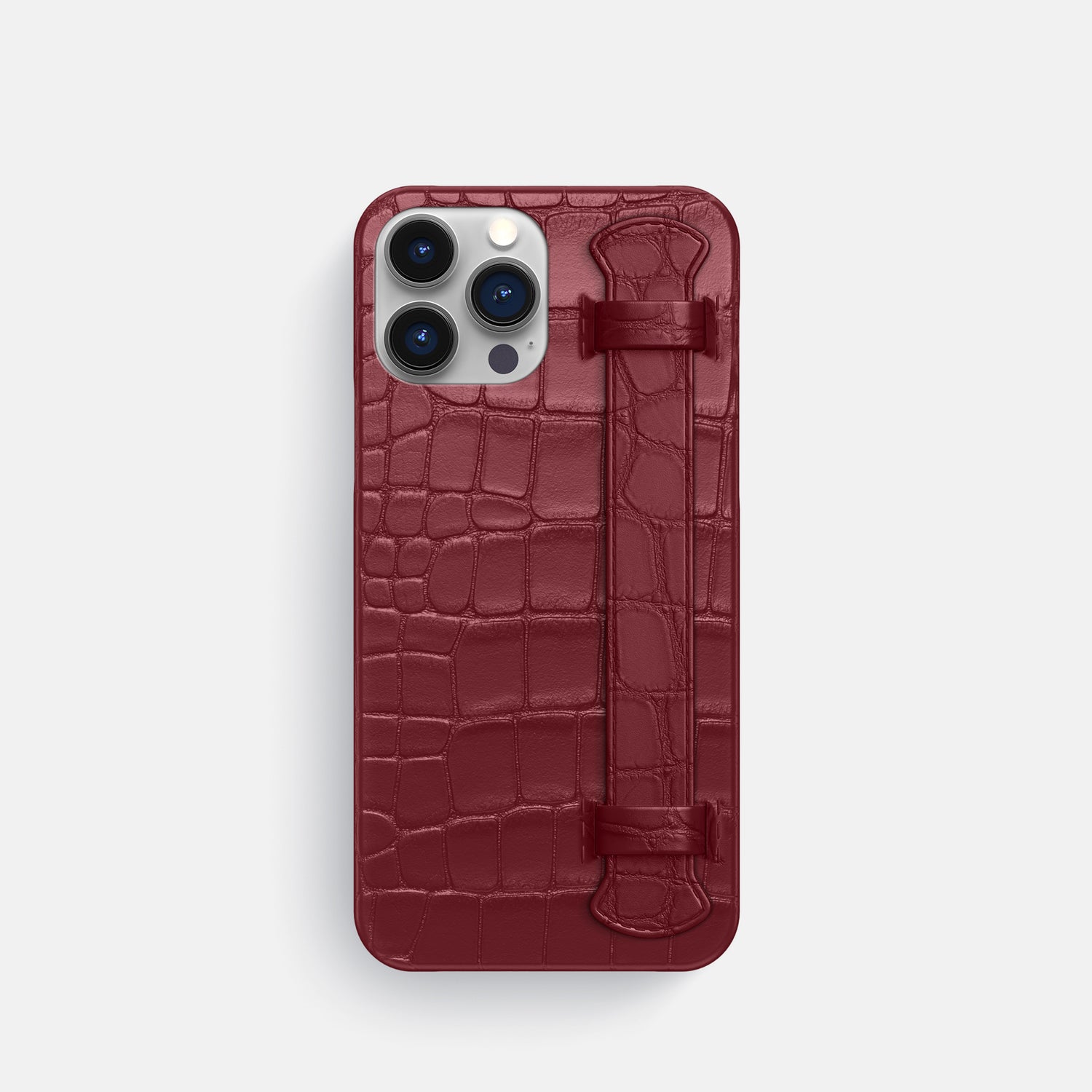 Burgundy iPhone 16 Pro Slim Handle Case Alligator -1 | Burgundy