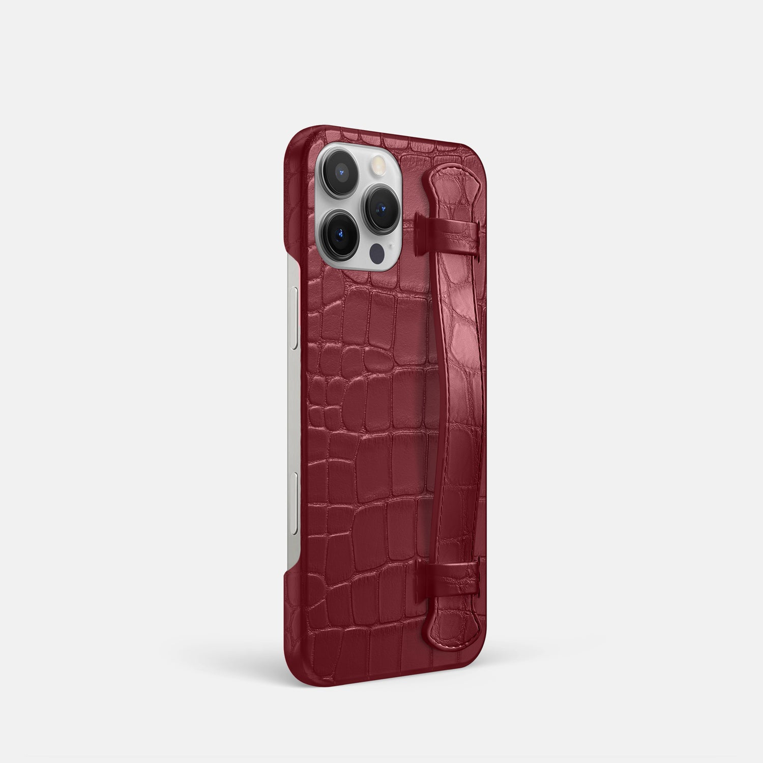 Burgundy iPhone 16 Pro Slim Handle Case Alligator -2 | Burgundy