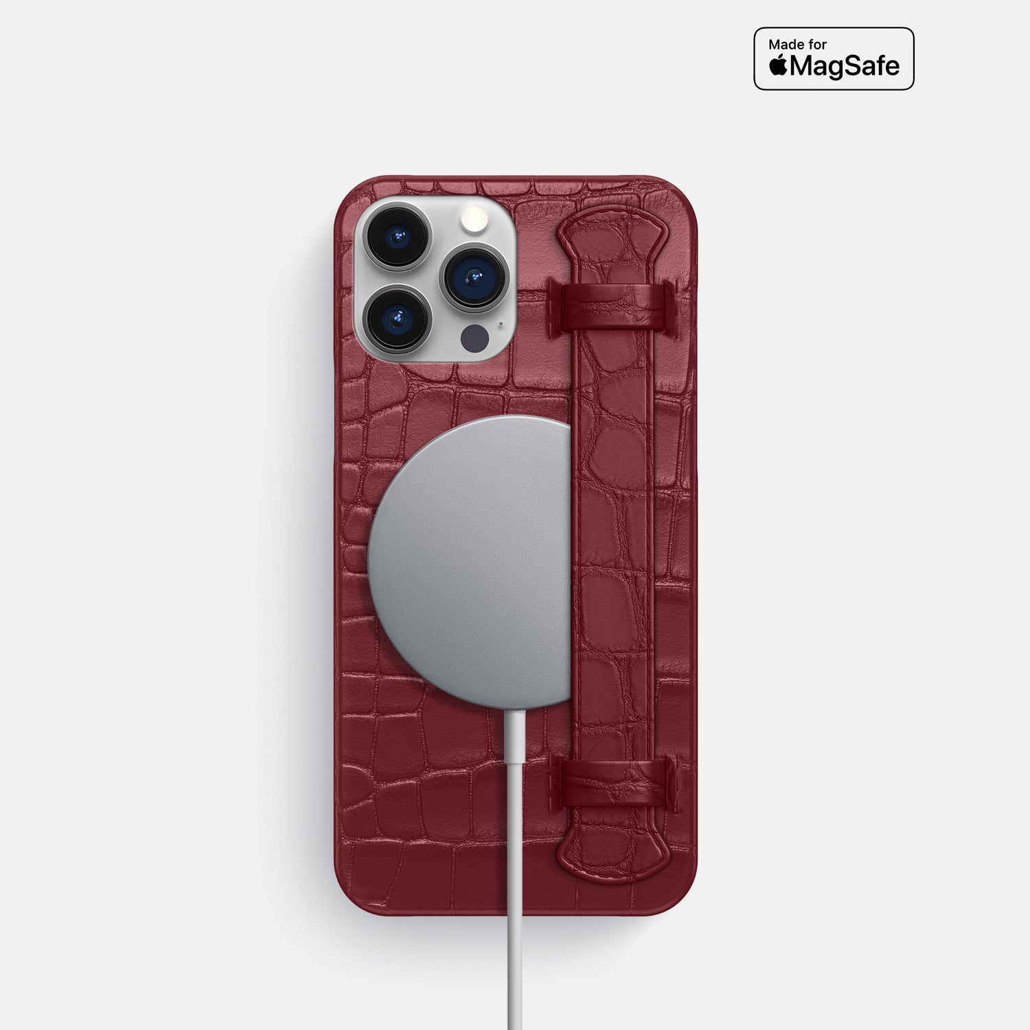 Burgundy iPhone 16 Pro Slim Handle Case Alligator -4 | Burgundy
