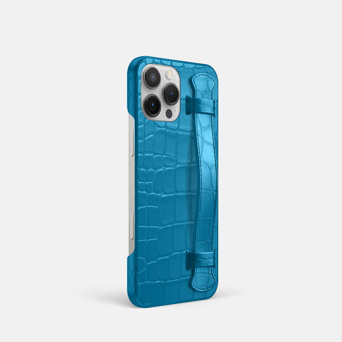 Curaçao-Blue iPhone 16 Pro Slim Handle Case Alligator -2 | Curaçao-Blue