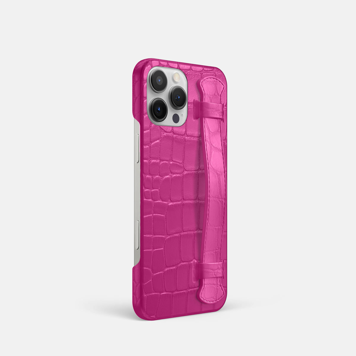 Fuchsia iPhone 16 Pro Slim Handle Case Alligator -2 | Fuchsia