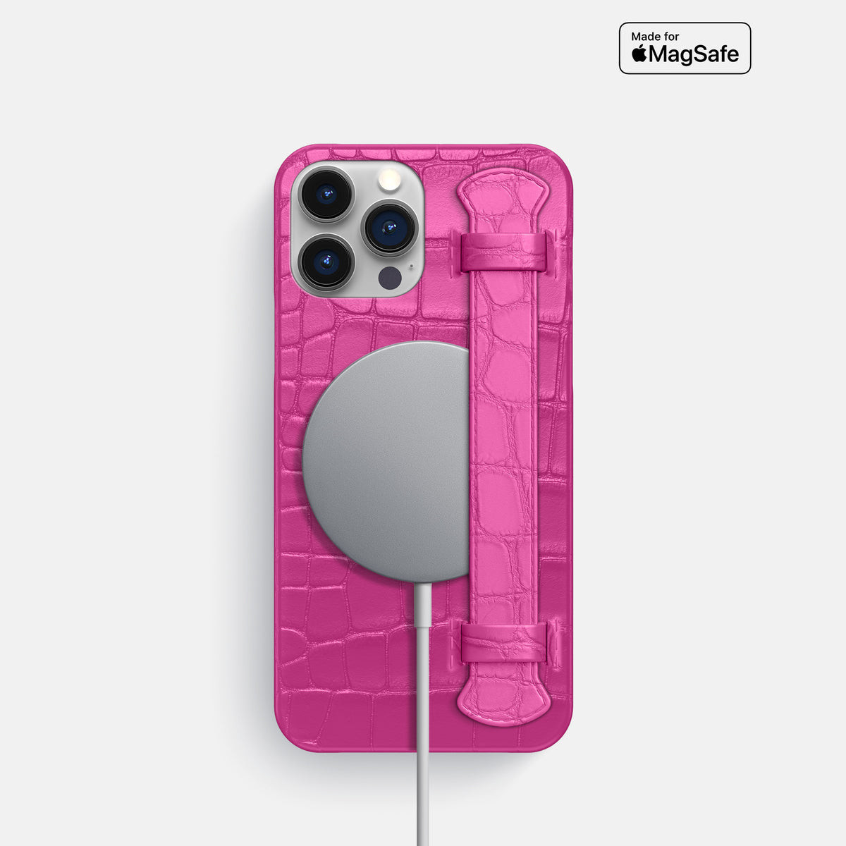 Fuchsia iPhone 16 Pro Slim Handle Case Alligator -4 | Fuchsia