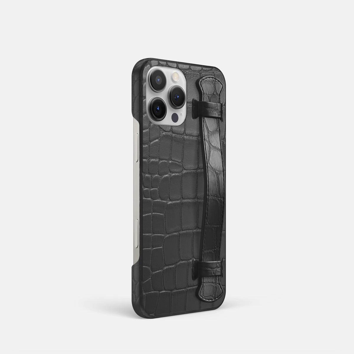 Grey iPhone 16 Pro Slim Handle Case Alligator -2 | Grey