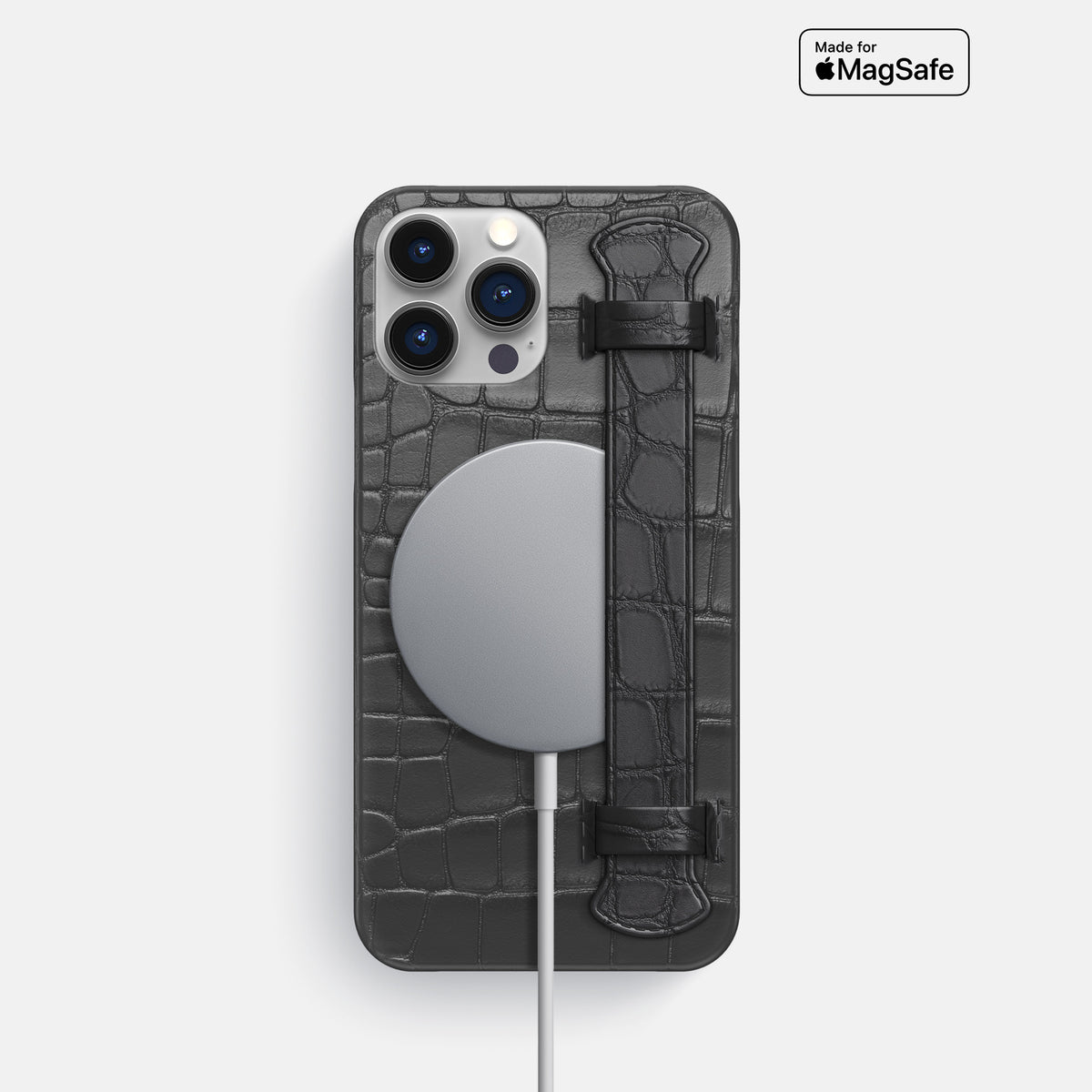 Grey iPhone 16 Pro Slim Handle Case Alligator -4 | Grey