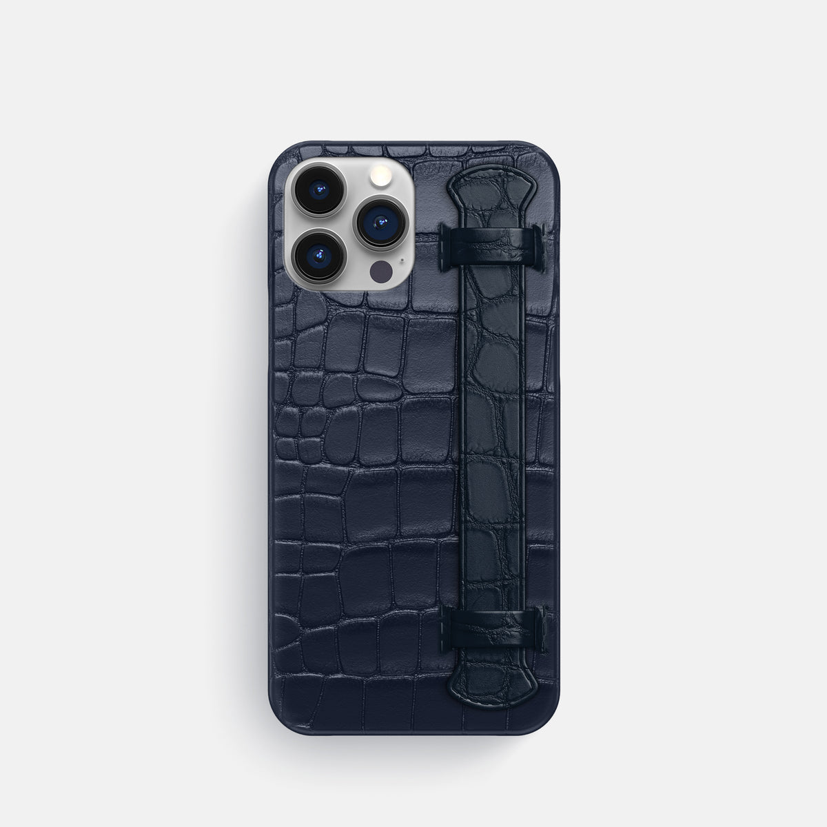 Navy Blue iPhone 16 Pro Slim Handle Case Alligator -1 | Navy-Blue