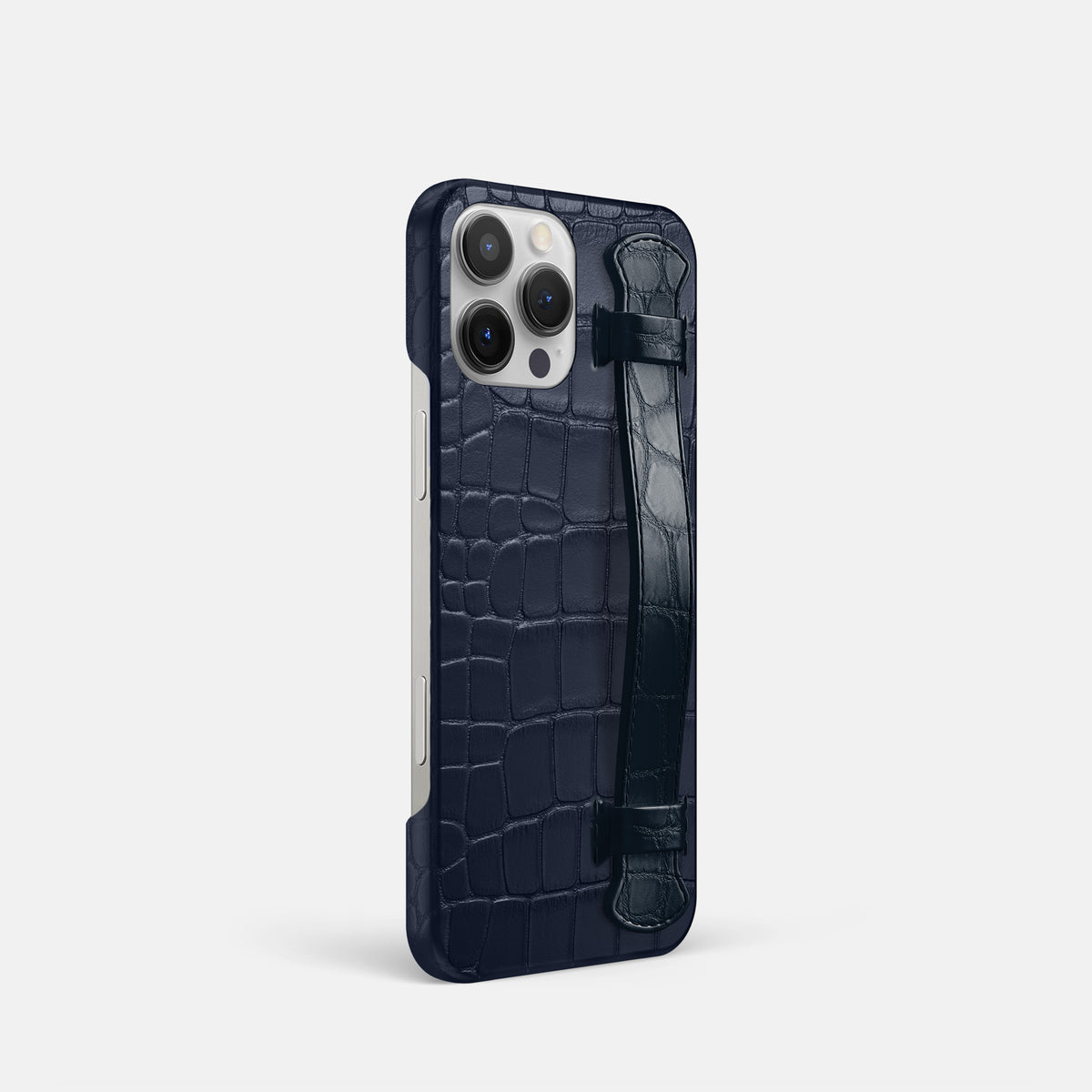 Navy Blue iPhone 16 Pro Slim Handle Case Alligator -2 | Navy-Blue