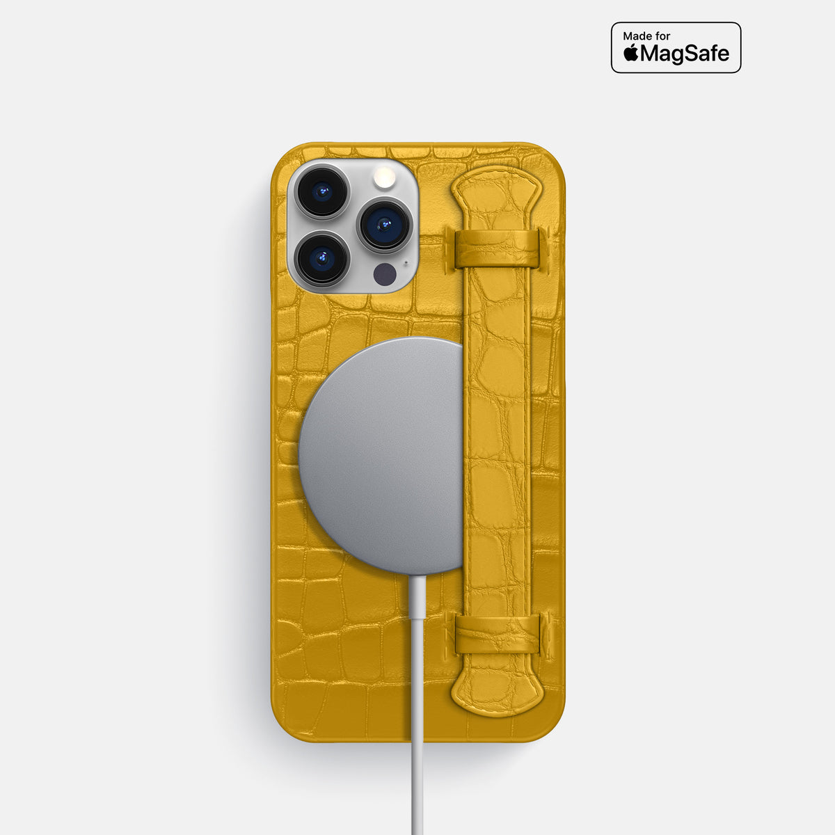 Yellow iPhone 16 Pro Slim Handle Case Alligator -4 | Yellow