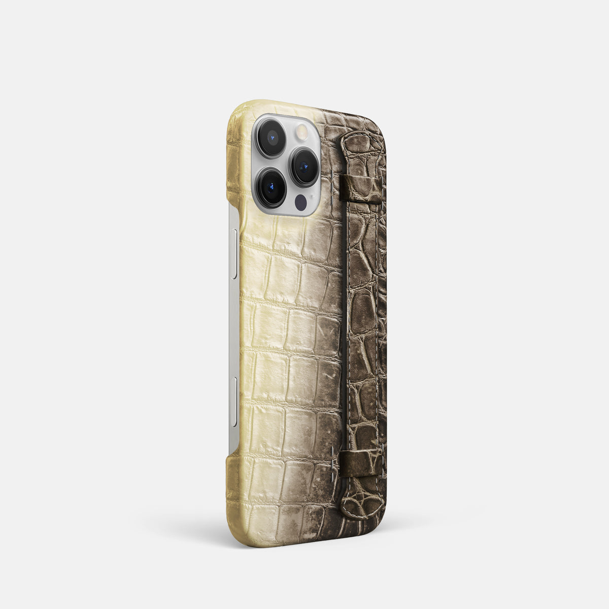 Natural iPhone 16 Pro Slim Handle Case In Himalayan Crocodile -2 | Natural