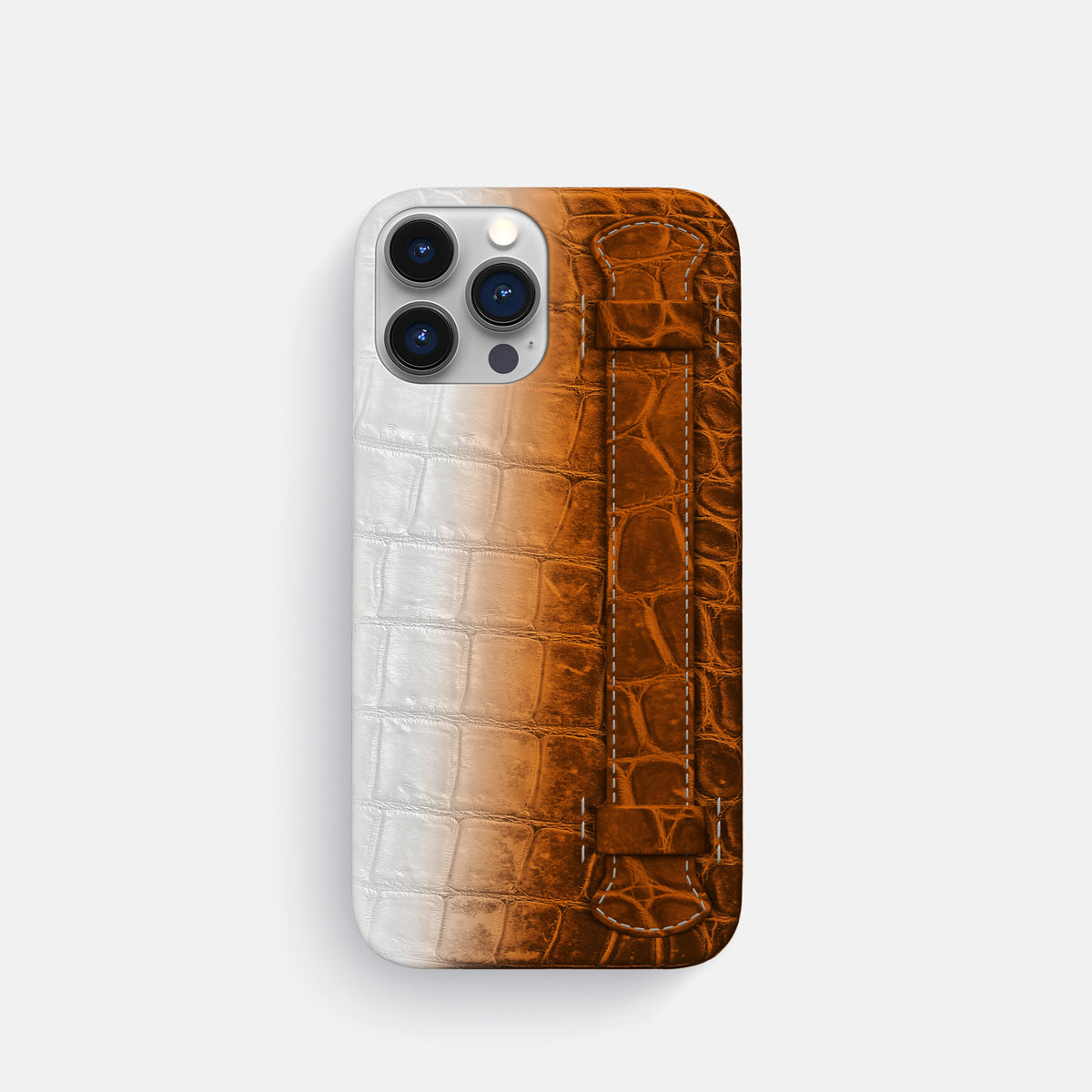 Orange iPhone 16 Pro Slim Handle Case In Himalayan Crocodile -1 | Orange