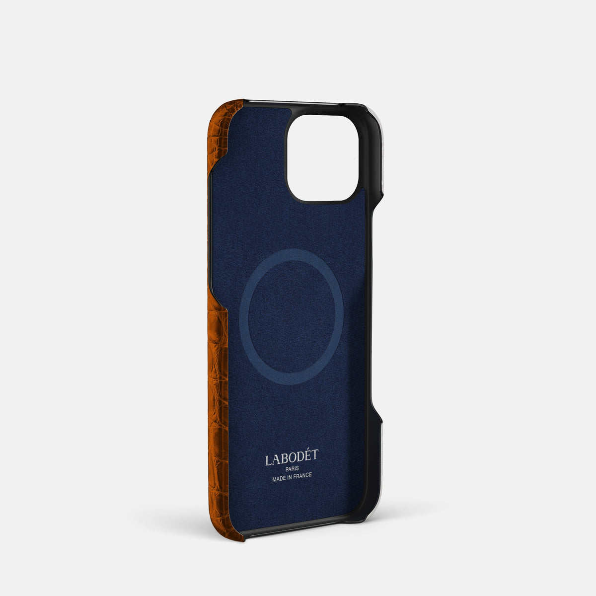 Orange iPhone 16 Pro Slim Handle Case In Himalayan Crocodile -3 | Orange