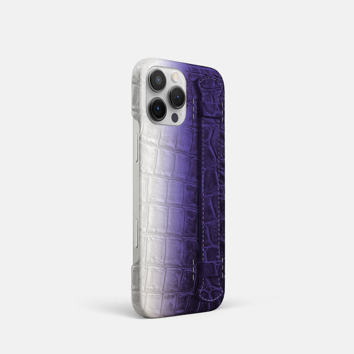 Purple iPhone 16 Pro Slim Handle Case In Himalayan Crocodile -2 | Purple