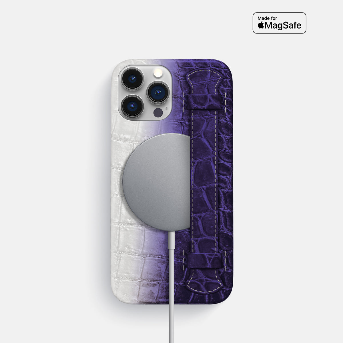 Purple iPhone 16 Pro Slim Handle Case In Himalayan Crocodile -4 | Purple