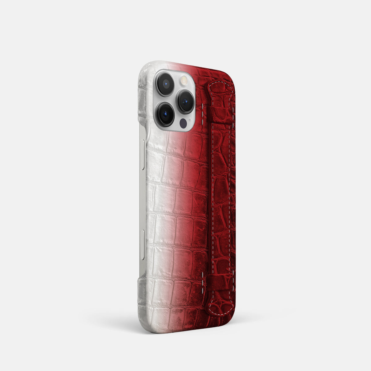 Red iPhone 16 Pro Slim Handle Case In Himalayan Crocodile -2 | Red