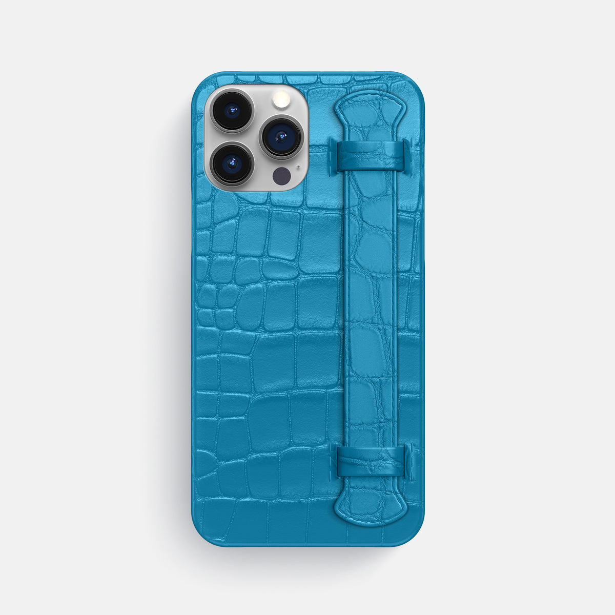 Curaçao-Blue iPhone 16 Pro Max Slim Handle Case Alligator -1 | Curaçao-Blue