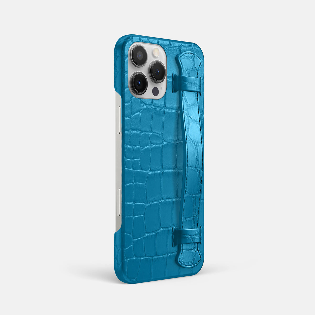 Curaçao-Blue iPhone 16 Pro Max Slim Handle Case Alligator -2 | Curaçao-Blue