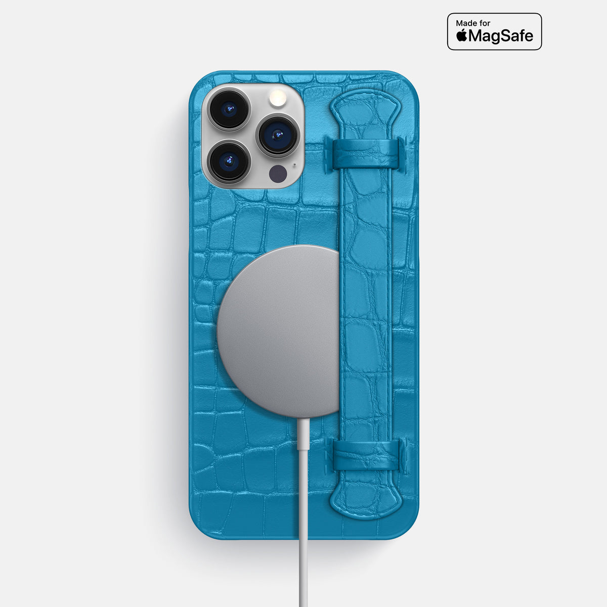 Curaçao-Blue iPhone 16 Pro Max Slim Handle Case Alligator -4 | Curaçao-Blue