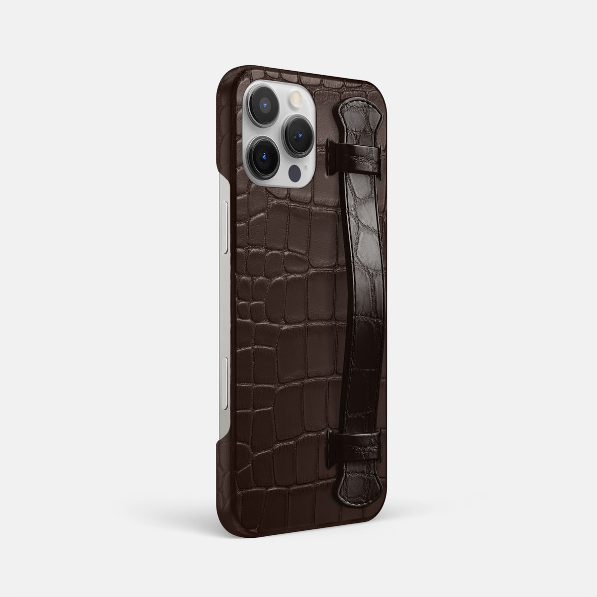 Dark Brown iPhone 16 Pro Max Slim Handle Case Alligator -2 | Dark-Brown